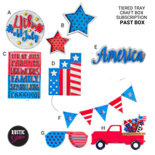 Load image into Gallery viewer, 4th of July Tiered Tray Craft Kit | DIY Kit | UNFINISHED | PAST SUBSCRIPTION BOX

