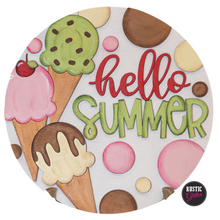 Load image into Gallery viewer, Hello Summer Ice Cream Cones Door Hanger | DIY Kit | Unfinished
