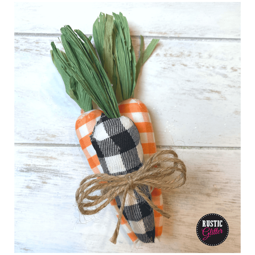 Stacked Plaid Carrots | Easter and Spring Decor | Tiered Tray Decor