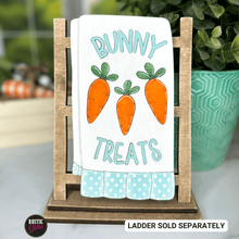 Load image into Gallery viewer, Bunny Treats Interchangeable Decorative Wood Tea Towel | DIY KIT
