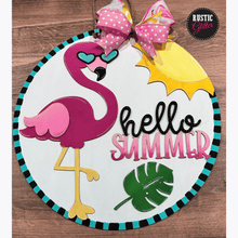 Load image into Gallery viewer, Flamingo Hello Summer Door Hanger | DIY Kit | Unfinished
