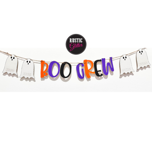 Boo Crew Ghost Wood Garland | Unfinished | Personalized