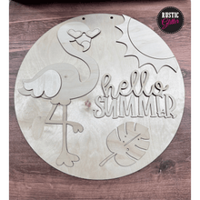 Load image into Gallery viewer, Flamingo Hello Summer Door Hanger | DIY Kit | Unfinished
