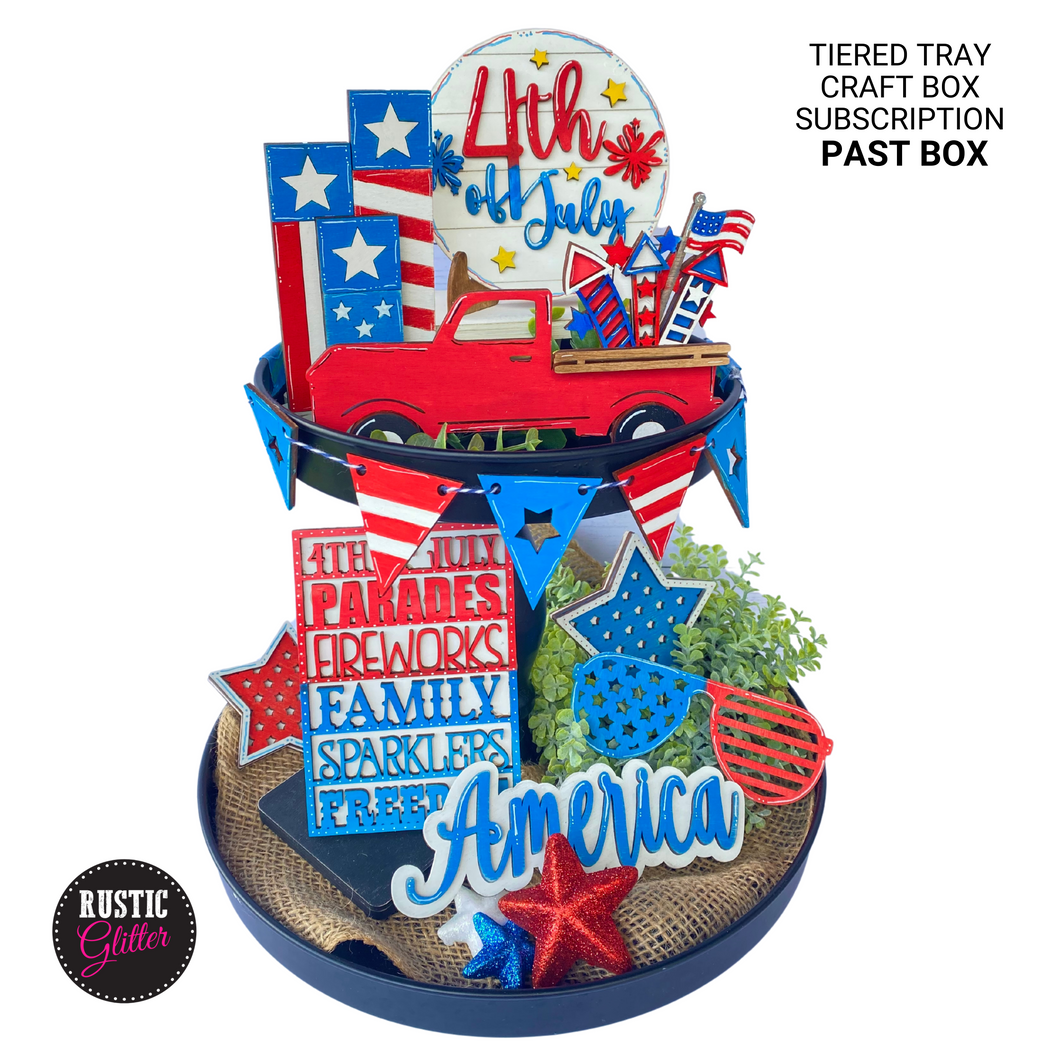 4th of July Tiered Tray Craft Kit | DIY Kit | UNFINISHED | PAST SUBSCRIPTION BOX