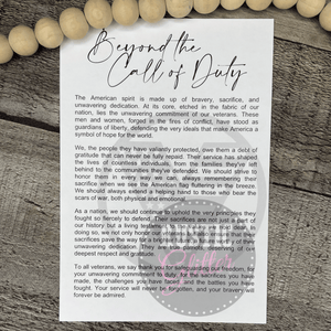 Beyond the Call of Duty - Veteran Ornament | Gift | Personalized Option | Story Card