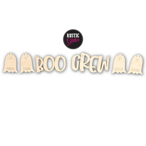 Boo Crew Ghost Wood Garland | Unfinished | Personalized