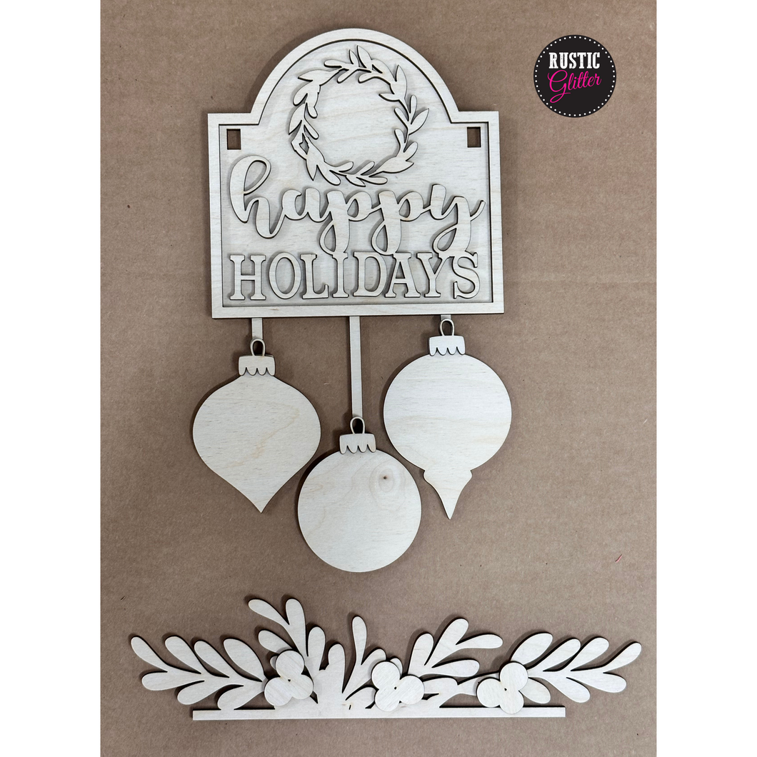Happy Holidays Add-on Kit for Interchangeable Small Post | DIY Kit | Unfinished