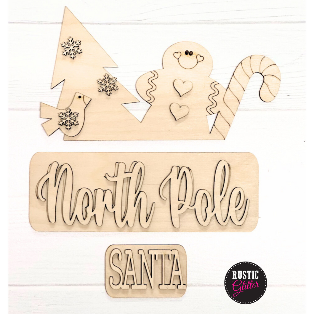 North Pole Add-on Kit for Interchangeable Farmhouse Truck | DIY Kit | Unfinished