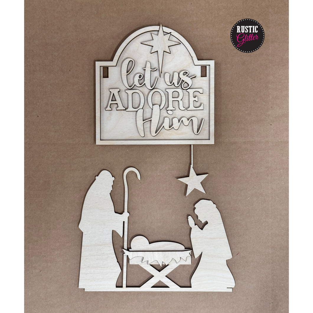 Come Let Us Adore Him Add-on Kit for Interchangeable Small Post | DIY Kit | Unfinished
