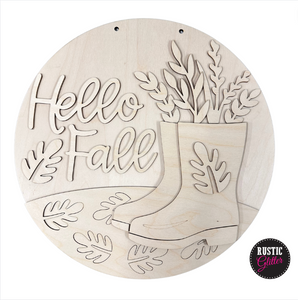 Hello Fall Boot Door Hanger | DIY Kit | Unfinished