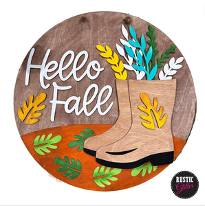 Hello Fall Boot Door Hanger | DIY Kit | Unfinished