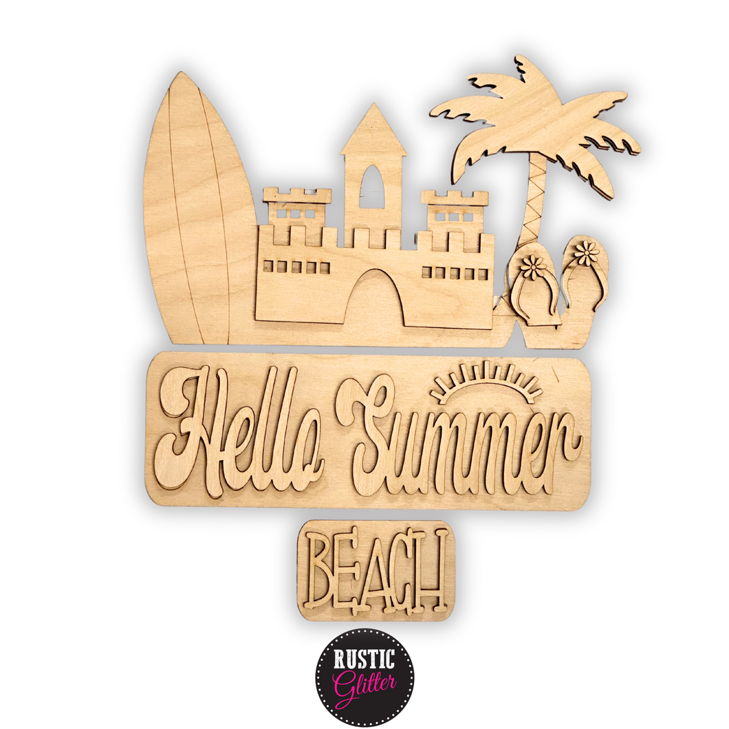 Hello Summer Add-on Kit for Interchangeable Farmhouse Truck and Sign| DIY Kit | Unfinished