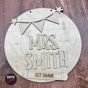 Teacher Classroom Notebook Paper Name Sign | Personalized | Teacher Gift | DIY Kit | Unfinished