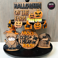 Load image into Gallery viewer, Halloween Highland Cow Tiered Tray | DIY Kit | Unfinished
