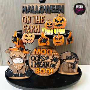 Halloween Highland Cow Tiered Tray | DIY Kit | Unfinished