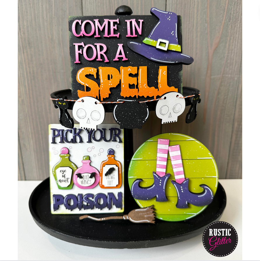 Halloween Witch Tiered Tray | DIY Kit | Unfinished