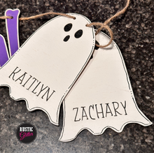 Load image into Gallery viewer, Boo Crew Ghost Wood Garland | Unfinished | Personalized
