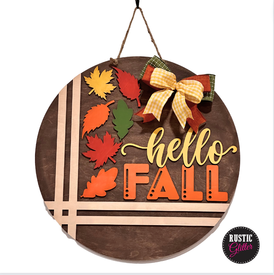 Hello Fall Leaves Door Hanger | DIY Kit | Unfinished