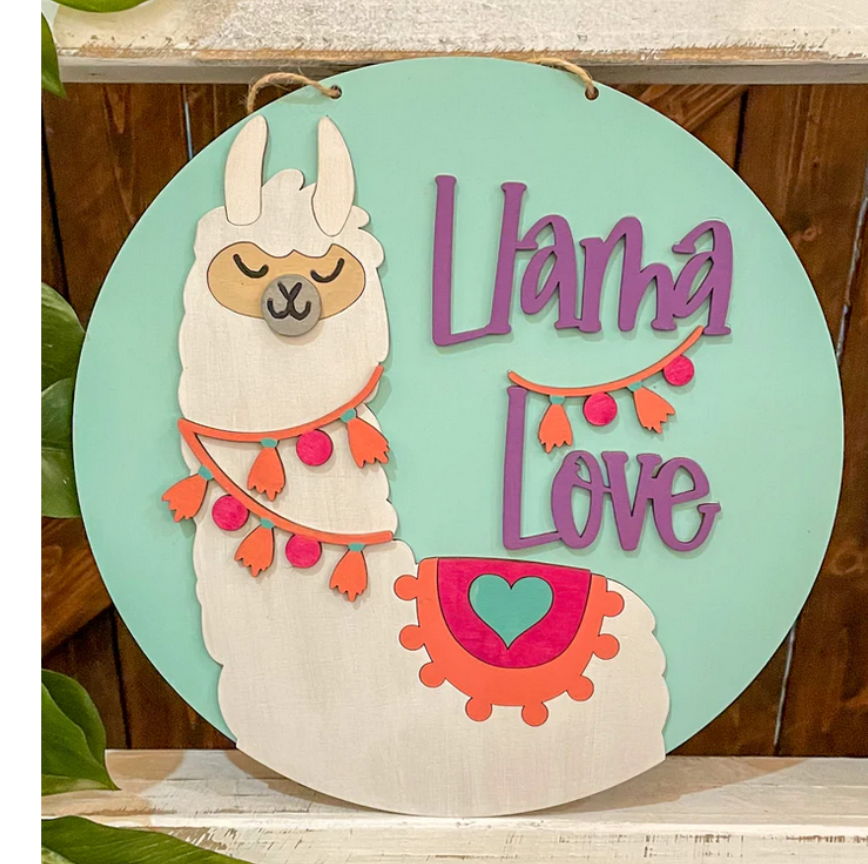 Llama Love Youth Door Hanger Sign | DIY Kit | Unfinished