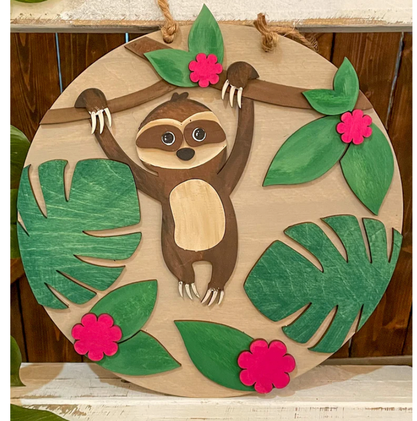 Sloth Kids' Door Hanger Sign | DIY Kit | Unfinished – Rustic Glitter