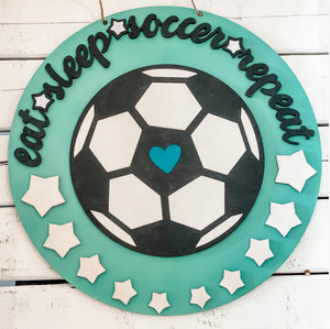 Eat Sleep Soccer Youth Door Hanger Sign | DIY Kit | Unfinished