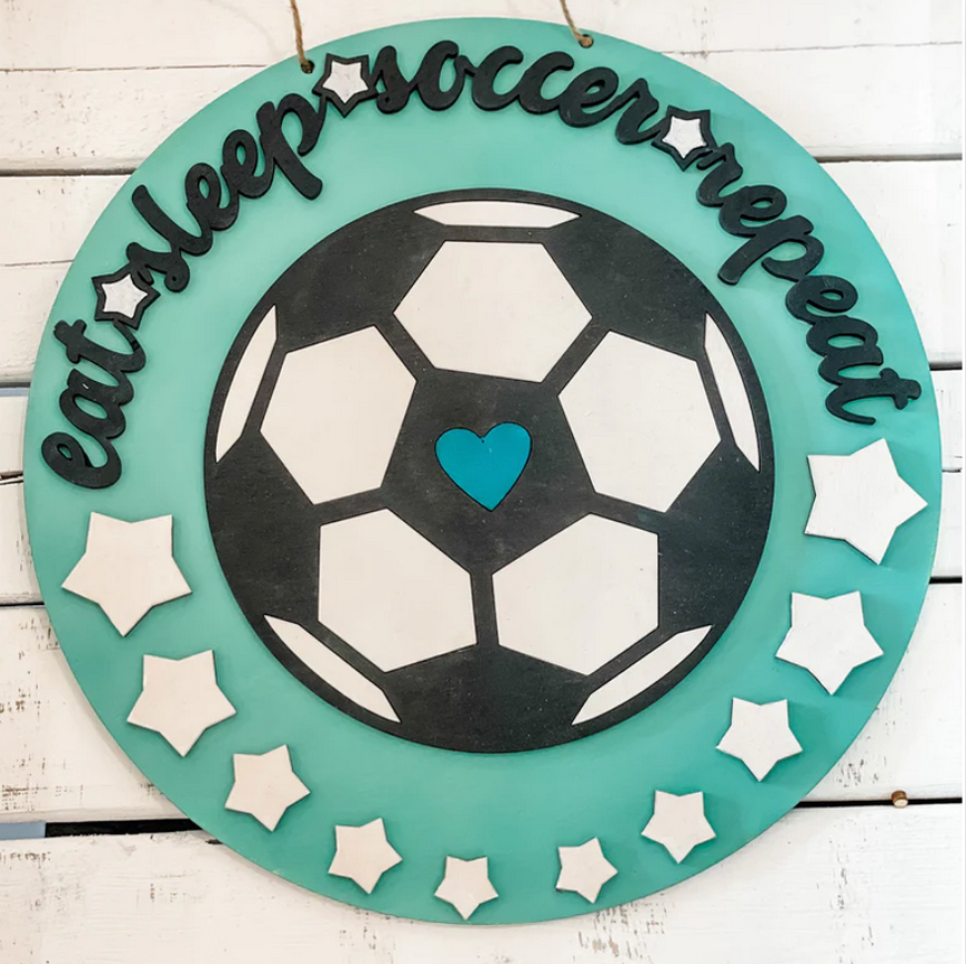 Eat Sleep Soccer Kids' Door Hanger Sign | DIY Kit | Unfinished