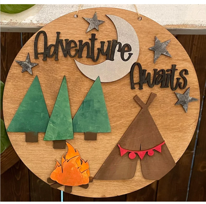 Adventure Awaits Youth Door Hanger Sign | DIY Kit | Unfinished