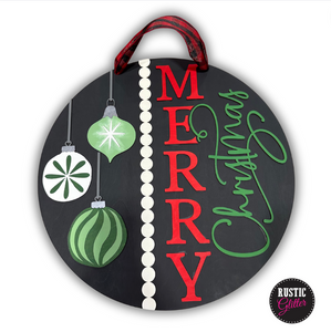 Merry Christmas w/ Ornaments Door Hanger | DIY Kit | Unfinished