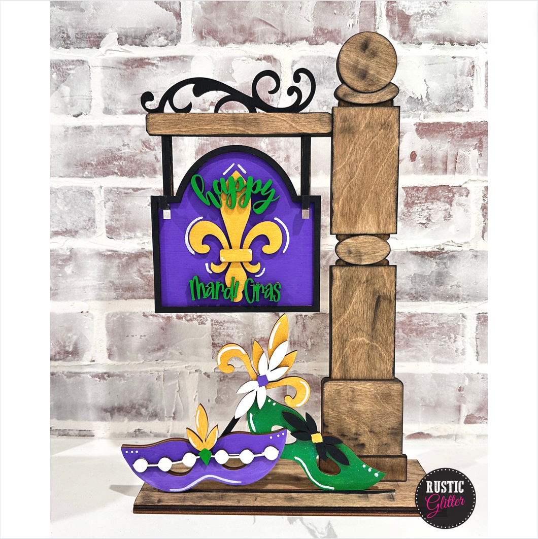 Happy Mardi Gras Add-on Kit for Interchangeable Small Post | DIY Kit | Unfinished