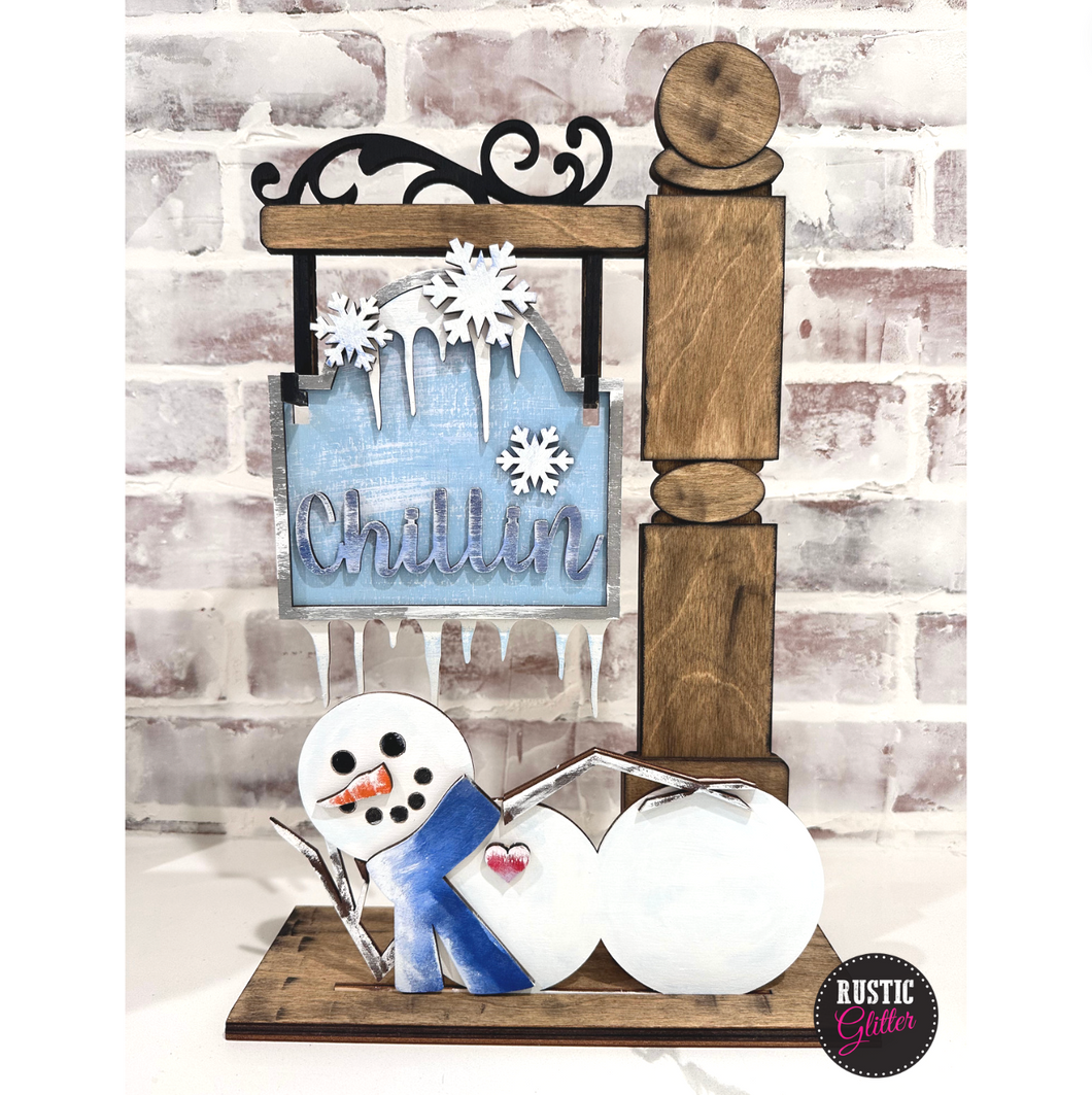 Chillin Snowman Add-on Kit for Interchangeable Small Post | DIY Kit | Unfinished