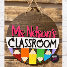 Load image into Gallery viewer, Teacher Classroom Pencils Name Sign | Personalized | Teacher Gift | DIY Kit | Unfinished
