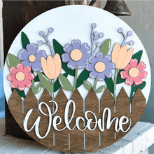 Load image into Gallery viewer, Welcome Flowers/Fence Door Hanger | DIY Kit | Unfinished
