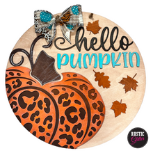 Load image into Gallery viewer, Hello Pumpkin Door Hanger | DIY Kit | Unfinished
