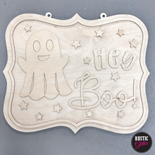 Load image into Gallery viewer, Hey Boo Ghost Door Hanger | DIY Kit | Unfinished
