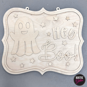Hey Boo Ghost Door Hanger | DIY Kit | Unfinished