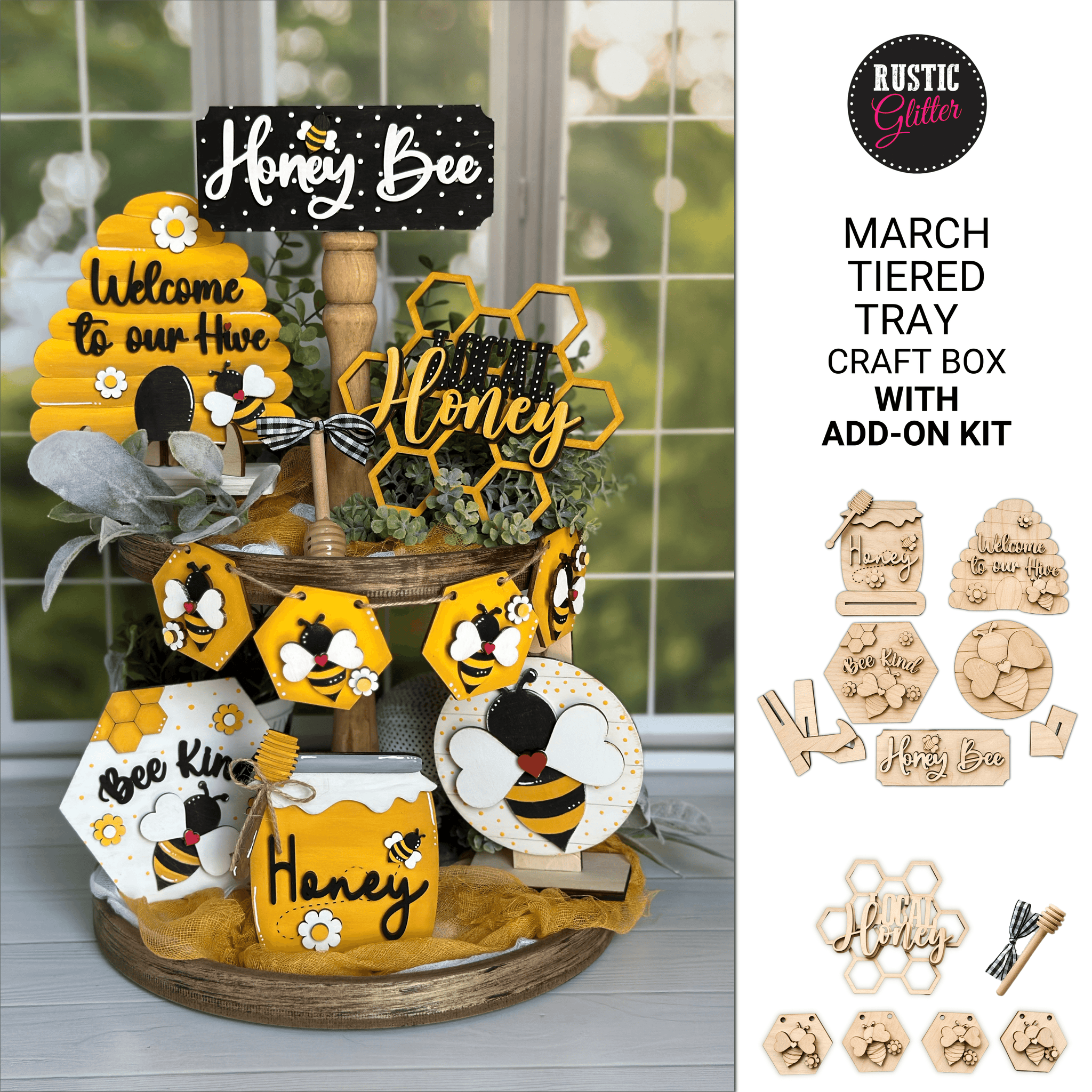 Honey Bee DIY Tiered Tray Set for Summer and Fall
