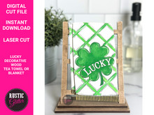 Load image into Gallery viewer, Lucky Interchangeable Decorative Wood Tea Towel or Blanket File | SVG CUT FILE
