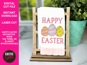 Happy Easter Interchangeable Decorative Wood Tea Towel or Blanket File | SVG CUT FILE
