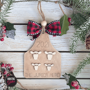 Cow Tag Family/Friend Personalized Ornament  | Gift