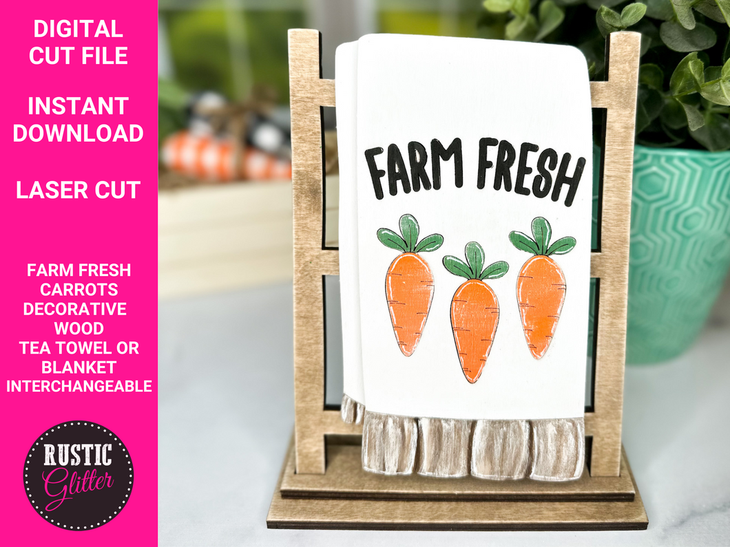 Farm Fresh Interchangeable Decorative Wood Tea Towel or Blanket File | SVG CUT FILE