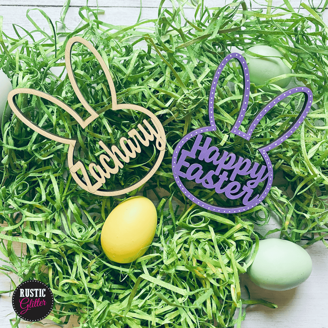 Bunny Silhouette Easter Basket Tag | Personalized  | Gift Tag
