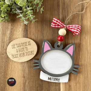 Cat Photo Frame Ornament | Personalized | Gift Tag | Painted or DIY