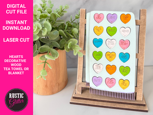 Hearts Interchangeable Decorative Wood Tea Towel or Blanket File | SVG CUT FILE
