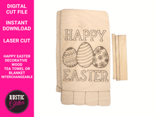 Load image into Gallery viewer, Happy Easter Interchangeable Decorative Wood Tea Towel or Blanket File | SVG CUT FILE
