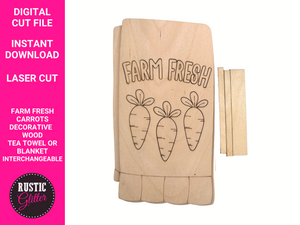 Farm Fresh Interchangeable Decorative Wood Tea Towel or Blanket File | SVG CUT FILE