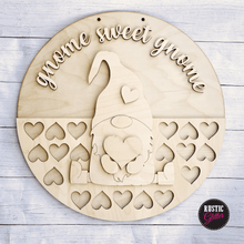 Load image into Gallery viewer, Gnome Sweet Gnome Valentines Round Door Hanger | Craft Kit | Unfinished
