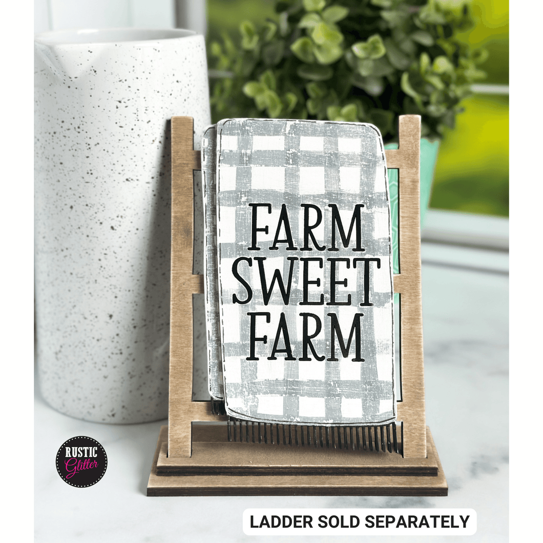 Farm Sweet Farm Interchangeable Decorative Wood Tea Towel | DIY KIT