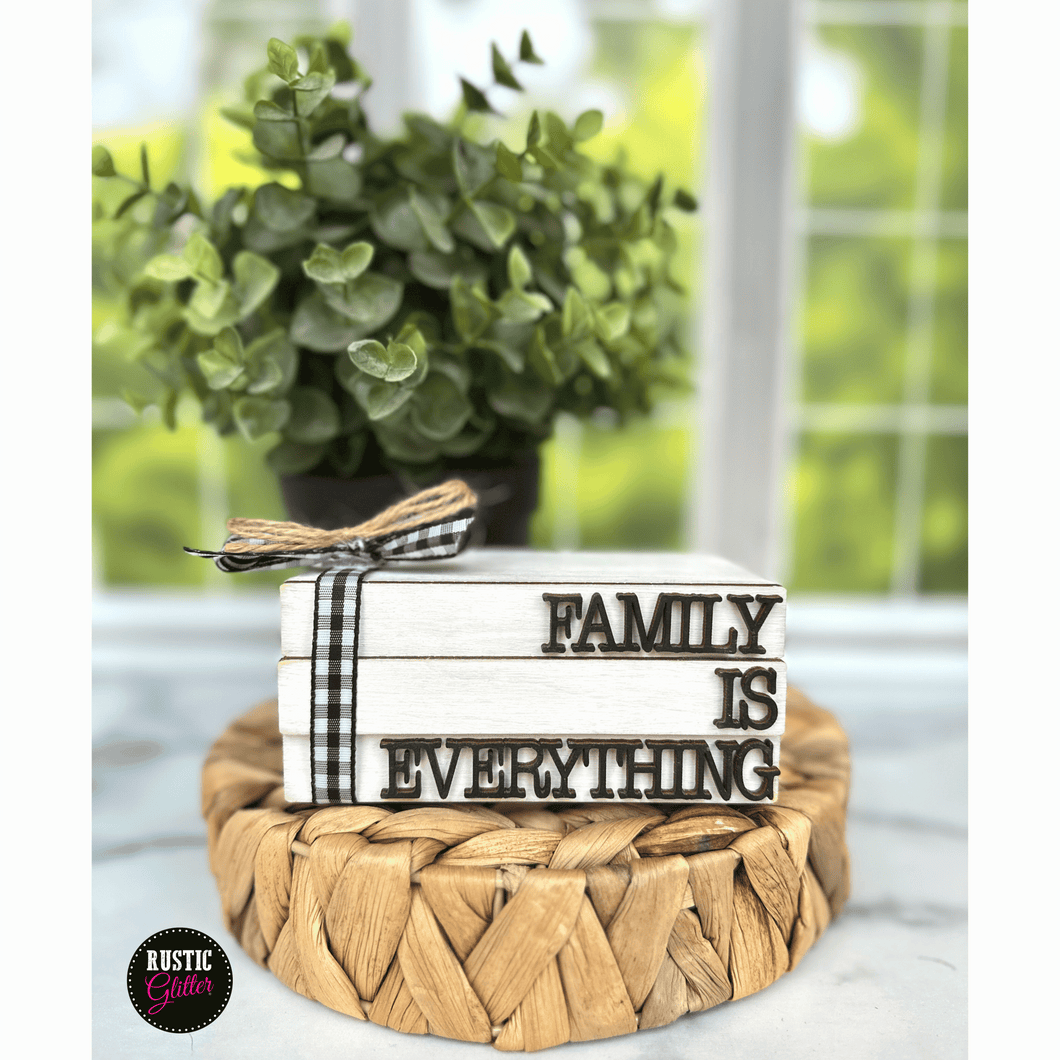 Family is Everything Interchangeable Front for Stack of Books | DIY | Unfinished