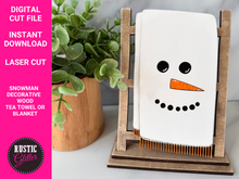 Load image into Gallery viewer, Snowman interchangeable Decorative Wood Tea Towel or Blanket File | SVG CUT FILE
