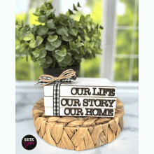 Load image into Gallery viewer, Our Life, Our Story, Our Home Interchangeable Front for Stack of Books | DIY | Unfinished
